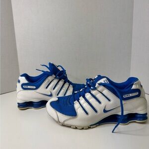 Nike White and Blue Shox Sneakers